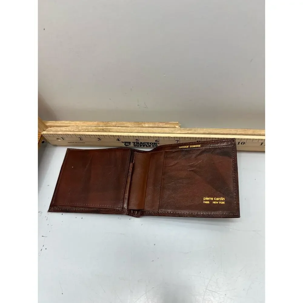 Pierre Cardin Antique Cowhide Bifold Wallet Men's Dark Brown Leather Casual